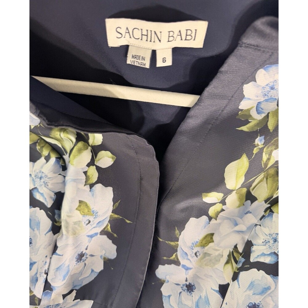 Sachin & Babi Women’s Marta Navy Floral Mikado Gown Dress in Size 6 - Picture 6 of 7
